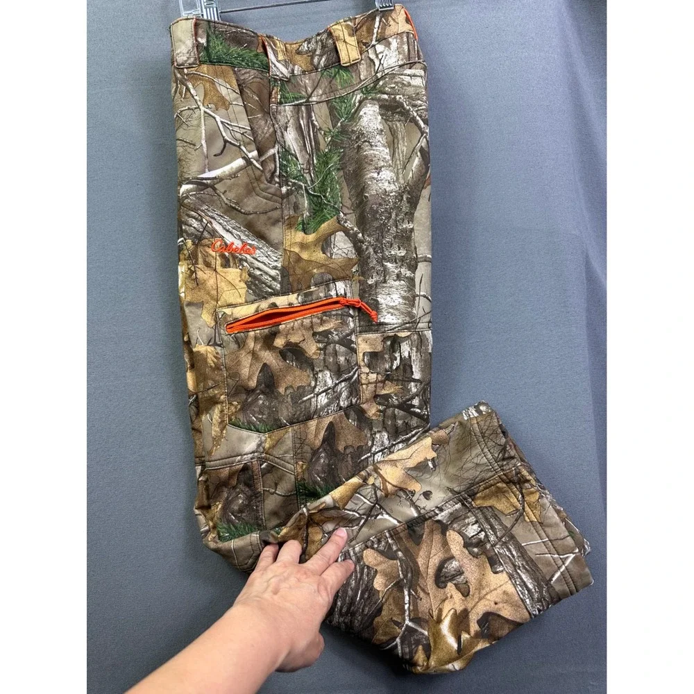Cabelas Youth Realtree Xtra Camo Fleece Lined Hunting‎ Pants Orange Size L Kids
